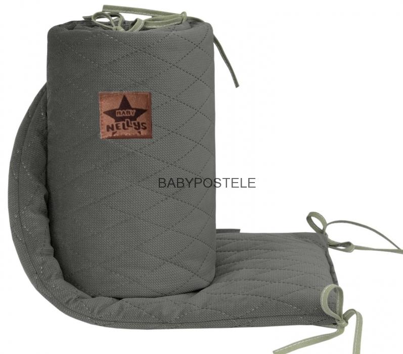 Prošívaný Velvet mantinel 180x30 cm - khaki