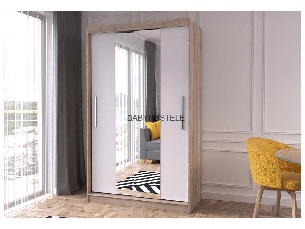 Šatní skříň 120 cm dub sonoma/bílá