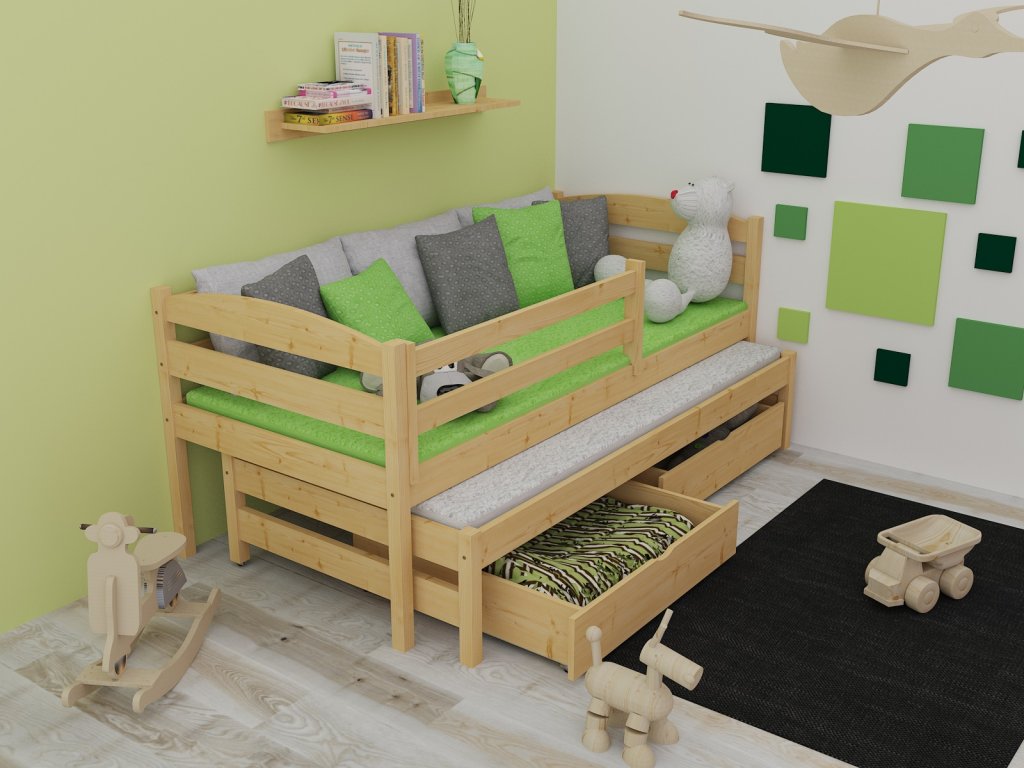 Dětská postel s výsuvnou přistýlkou 90x200