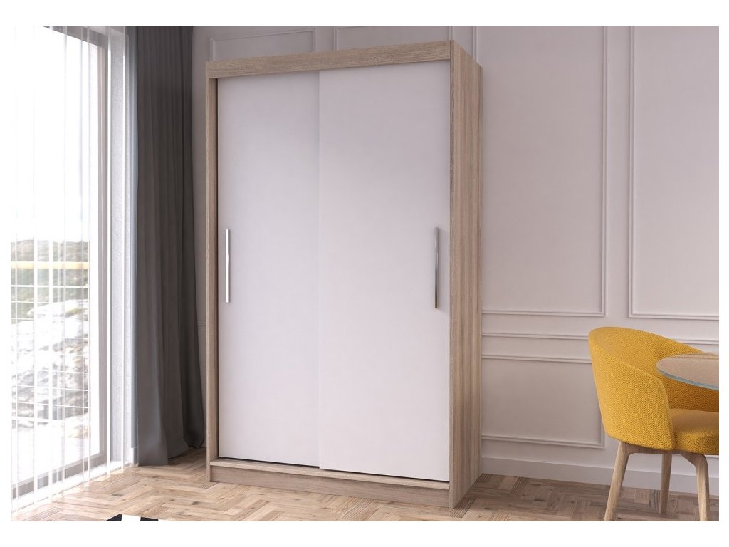 Šatní skříň 120 cm dub sonoma/bílá