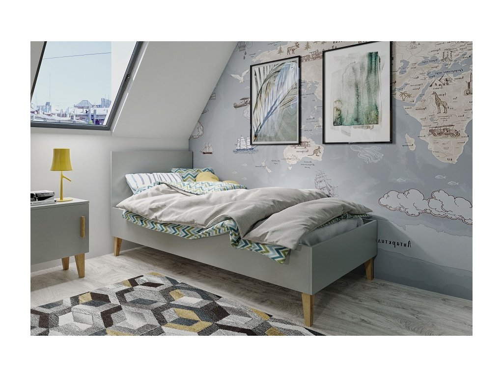 Postel z masívu 180x80 cm šedá