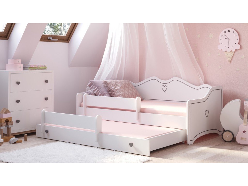 Dětská postel pro 2 děti Emma 160x80 cm - šedá
