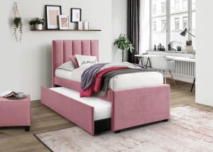 Stylová postel 200x90 cm včetně přistýlky - RŮŽOVÁ