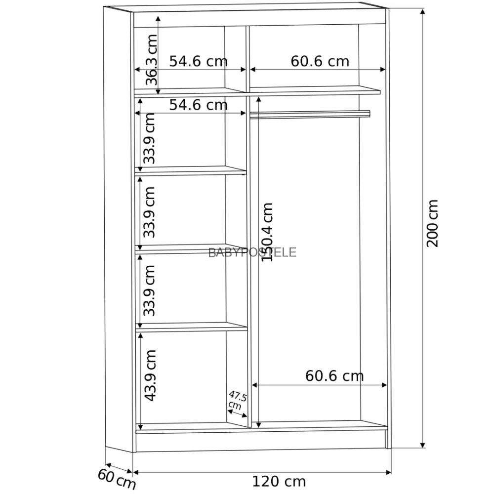 Posuvná skříň 120 cm 