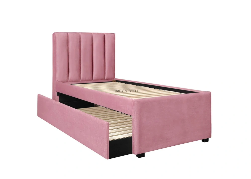 Stylová postel 200x90 cm včetně přistýlky - RŮŽOVÁ