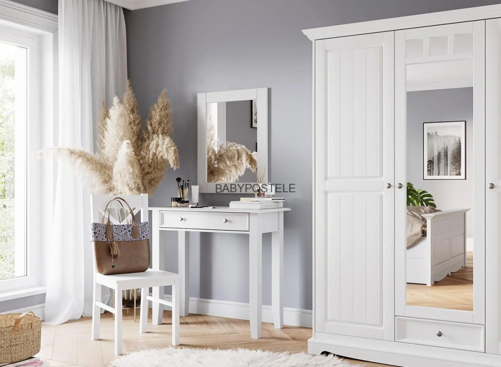 Dřevěná šatní skříň se zrcadlem Belluno Elegante
