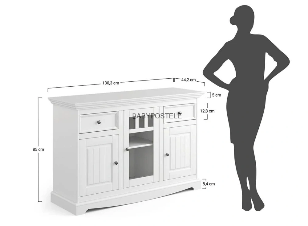 Dřevěná třídveřová komoda Belluno Elegante