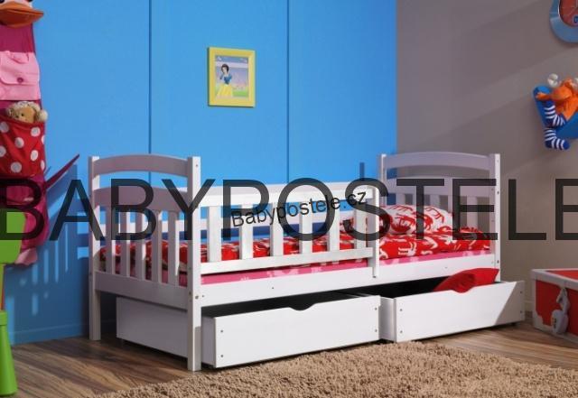 ČESKÁ VÝROBA - Patrová postel Petra MAX 140x200 cm+úložné prostory 
